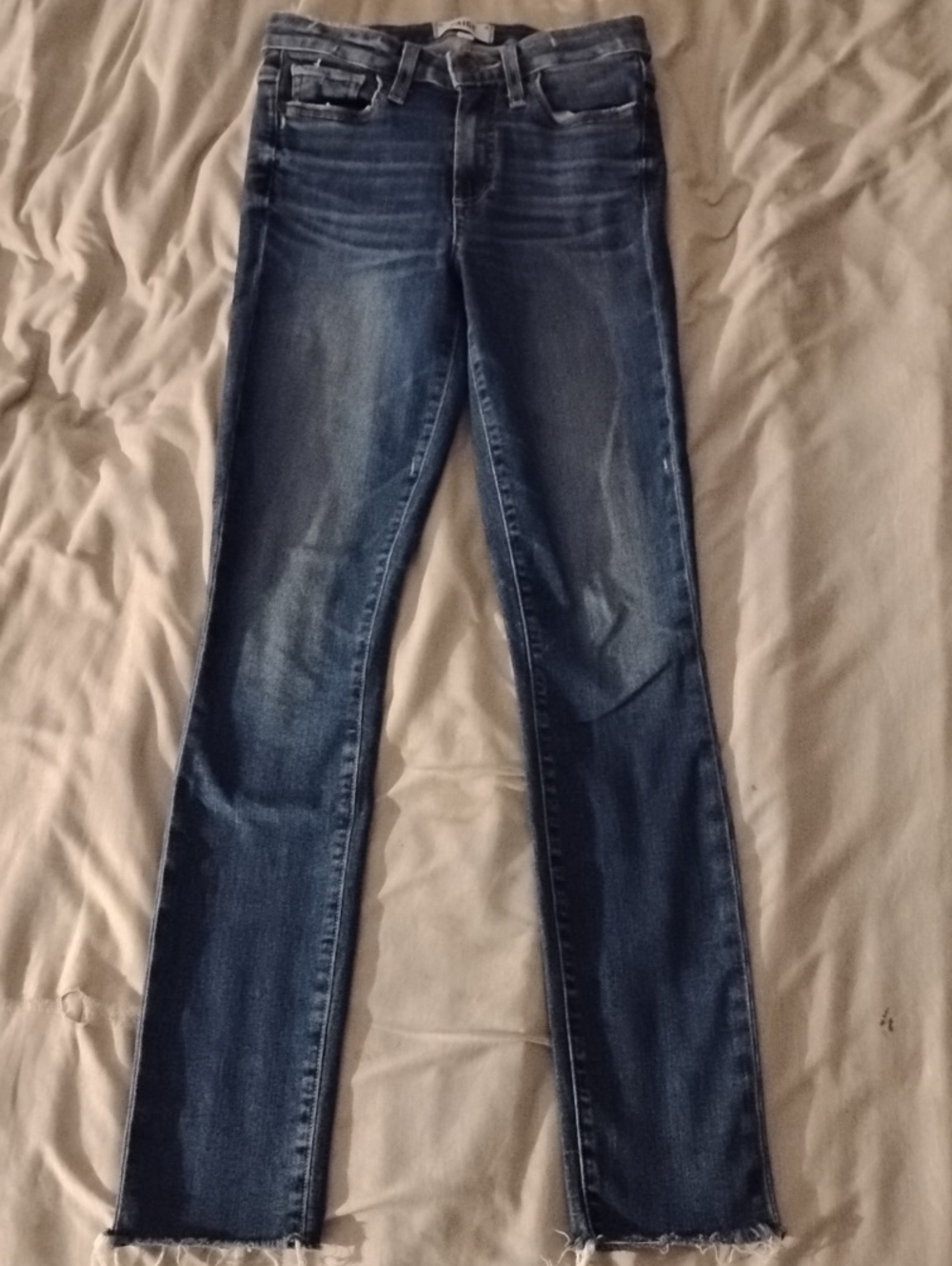 PAIGE Dark Blue Skinny Jeans with Subtle Fading